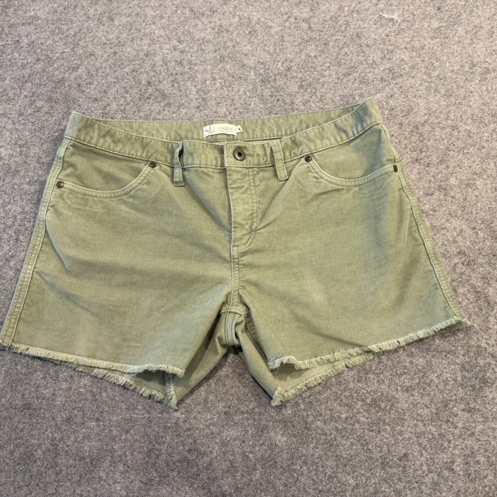 Carve Designs Corduroy Shorts Womens 10 Green Excellent Raw Hem Frayed Casual